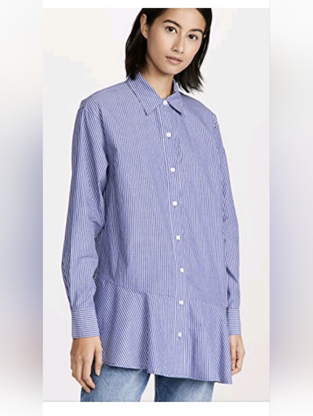Veronica Beard Size 4 “Gilda” Blue &amp; White Cotton Striped Tunic Shirt Nwot